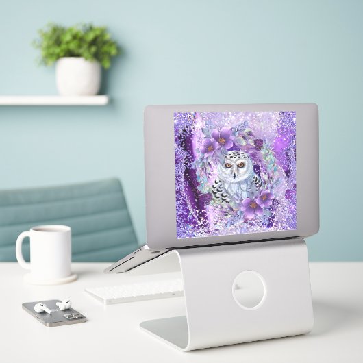 Sneeuwuil godin kunst van Renee Sticker (Laptop op bureau)