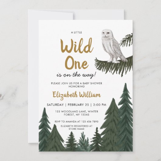 Sneeuwuil illustratie Baby shower Kaart (Voorkant)