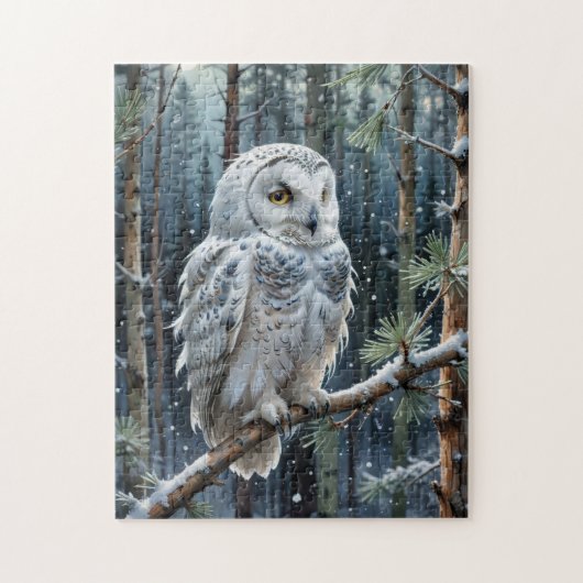 Sneeuwuil in de winter legpuzzel (Verticaal)