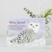 Sneeuwuil in de winter zonsondergang kleur potlood aankondiging (Staand voorkant)