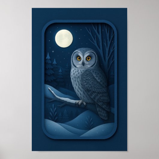 Sneeuwuil in maanlicht poster (Voorkant)