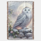 Sneeuwuil in maanverlichte wintertuin deken (Voorkant Verticaal)