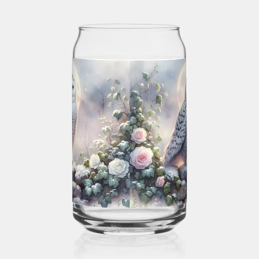 Sneeuwuil in Moonlit Winter Garden Blikvorm Glas (Links)