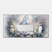 Sneeuwuil in Moonlit Winter Garden Bureaumat (Keyboard & Muis)