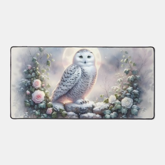 Sneeuwuil in Moonlit Winter Garden Bureaumat (Voorkant)