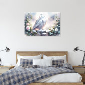 Sneeuwuil in Moonlit Winter Garden Canvas Afdruk (Insitu (Slaapkamer))