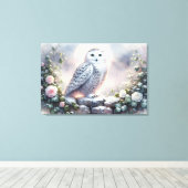 Sneeuwuil in Moonlit Winter Garden Canvas Afdruk (Insitu (Houten vloer))