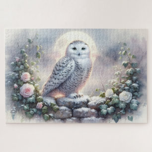Sneeuwuil in Moonlit Winter Garden Legpuzzel