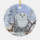 Sneeuwuil in Sneeuw Keramisch Ornament (Voorkant)
