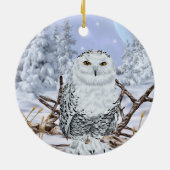 Sneeuwuil in Sneeuw Keramisch Ornament (Achterkant)