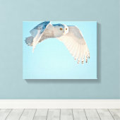 Sneeuwuil in vlucht canvas afdruk (Insitu (Houten vloer))
