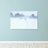 Sneeuwuil in vlucht in de winter canvas afdruk (Insitu (Houten vloer))
