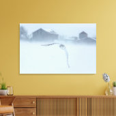 Sneeuwuil in vlucht in de winter canvas afdruk (Insitu (Woonkamer))