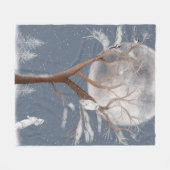Sneeuwuil in winterboom en konijn fleece deken (Voorkant (Horizontaal))