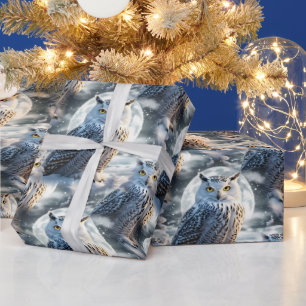 Sneeuwuil in wintermaanlicht cadeaupapier