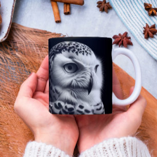 Sneeuwuil in zwart en wit koffiemok
