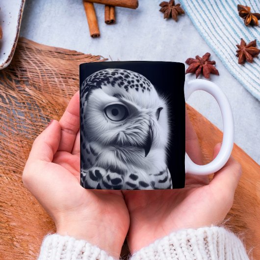 Sneeuwuil in zwart en wit koffiemok