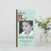 Sneeuwuil Kerst Foto Kaart (Staand voorkant)