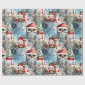 Sneeuwuil kerstinpakpapier cadeaupapier (Vlak)