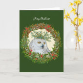 Sneeuwuil kerstkaart kaart (Gele Bloem)