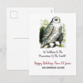 Sneeuwuil Kerstmis Feestdagenkaart (Voorkant / Achterkant)