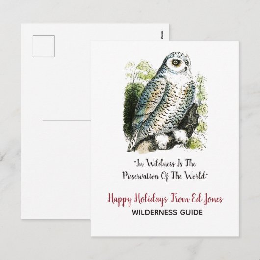 Sneeuwuil Kerstmis Feestdagenkaart (Voorkant / Achterkant)