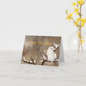 Sneeuwuil Kerstmis Kaart (Gele Bloem)