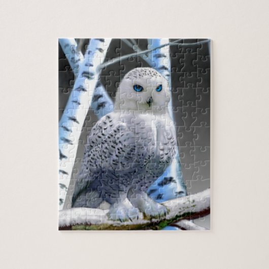 Sneeuwuil met blauwe ogen legpuzzel (Verticaal)