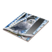 Sneeuwuil met blauwe ogen tegeltje (Zijkant)