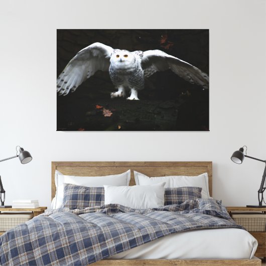 Sneeuwuil met open vleugels 60x40 (150x100cm) wacc canvas afdruk (Insitu (Slaapkamer))