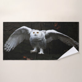 Sneeuwuil met open vleugels BTCNA Bad Handdoek