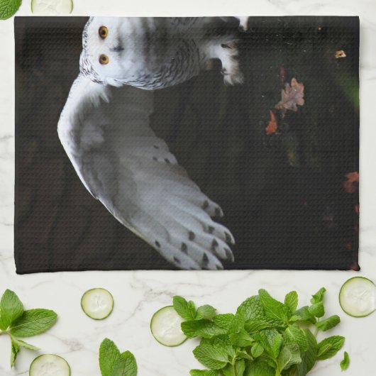Sneeuwuil met open vleugels ktcna theedoek (Gevouwen)