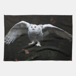 Sneeuwuil met open vleugels ktcna theedoek