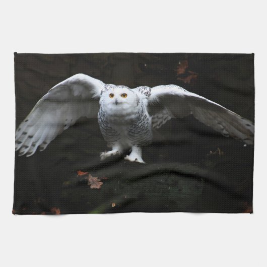 Sneeuwuil met open vleugels ktcna theedoek (Horizontaal)