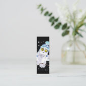 Sneeuwuil met Petten Bladwijzer Mini Visitekaartje (Staand voorkant)