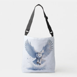 Sneeuwuil midden in een duikvlucht crossbody tas