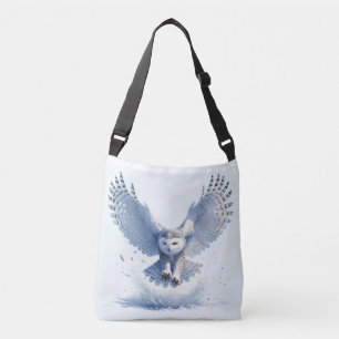 Sneeuwuil midden in een duikvlucht crossbody tas