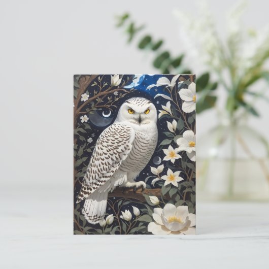 Sneeuwuil Moonlight Moonflower Briefkaart (Staand voorkant)