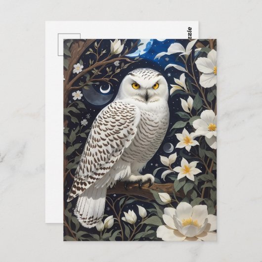 Sneeuwuil Moonlight Moonflower Briefkaart (Voorkant / Achterkant)