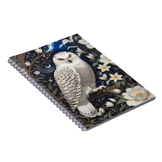 Sneeuwuil Moonlight Moonflower Notitieboek (Rechterzijde)
