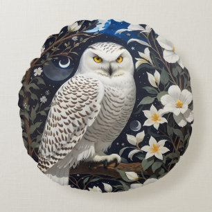 Sneeuwuil Moonlight Moonflower Rond Kussen