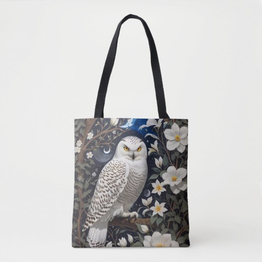 Sneeuwuil Moonlight Moonflower Tote Bag (Voorkant)