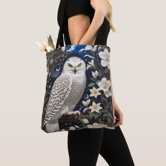 Sneeuwuil Moonlight Moonflower Tote Bag (Dichtbij)