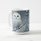 Sneeuwuil neergestreken op Snowy Branch Koffiemok (Voorkant links)