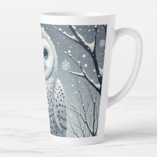 Sneeuwuil neergestreken op Snowy Branch Latte Mok (Rechts)