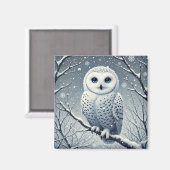 Sneeuwuil neergestreken op Snowy Branch Magneet (Voorkant / Achterkant)