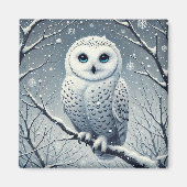 Sneeuwuil neergestreken op Snowy Branch Magneet (Voorkant)