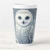 Sneeuwuil op besneeuwde tak latte mok (Voorkant)