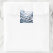 Sneeuwuil op een wintertak vierkante sticker (Tas)