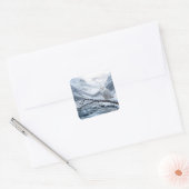 Sneeuwuil op een wintertak vierkante sticker (Envelop)